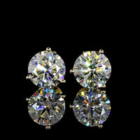 14K Yellow Gold Martini Set Round Lab Diamond Stud Earrings with Butterfly Backs, 2.51 Carat Total Weight E-F VS1 Quality - Covaloro Fine Jewelry