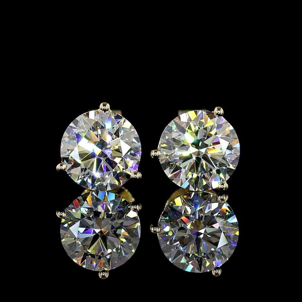 14K Yellow Gold Martini Set Round Lab Diamond Stud Earrings with Butterfly Backs, 2.51 Carat Total Weight E-F VS1 Quality - Covaloro Fine Jewelry
