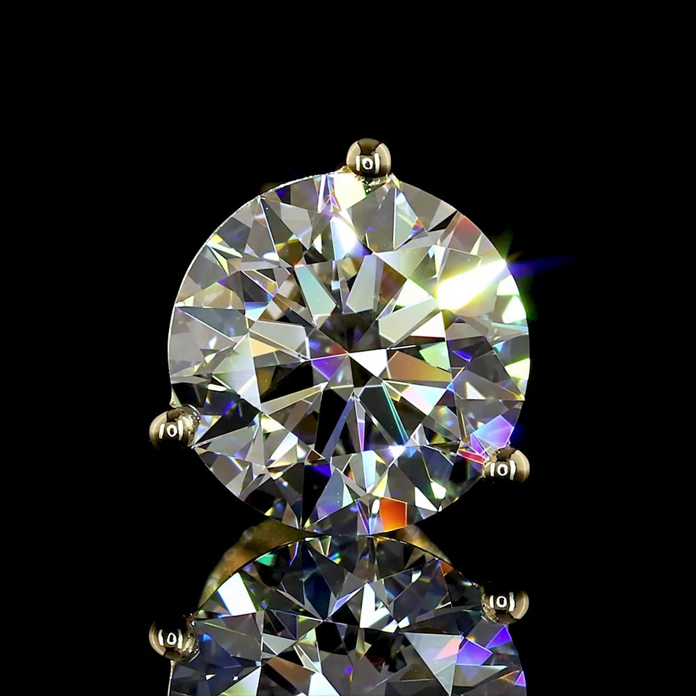 14K Yellow Gold Martini Set Round Lab Diamond Stud Earrings with Butterfly Backs, 2.51 Carat Total Weight E-F VS1 Quality - Covaloro Fine Jewelry