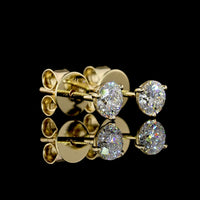 14K Yellow Gold Martini Setting Round Brilliant Cut Lab Diamond Stud Earrings - 0.82 Carat Total Diamond Weight (E-F Color, VS2 Clarity) - Covaloro Fine Jewelry