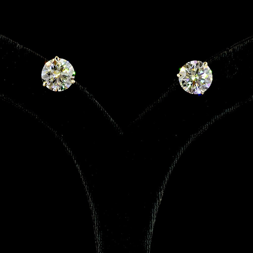 14K Yellow Gold Martini Setting Round Lab Diamond Stud Earrings - 7.01 Carat Total Weight, D VVS2 Clarity, IGI Certified - Covaloro Fine Jewelry