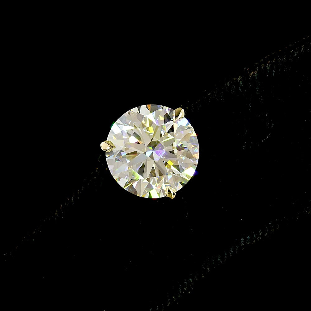14K Yellow Gold Martini Setting Round Lab Diamond Stud Earrings - 7.01 Carat Total Weight, D VVS2 Clarity, IGI Certified - Covaloro Fine Jewelry
