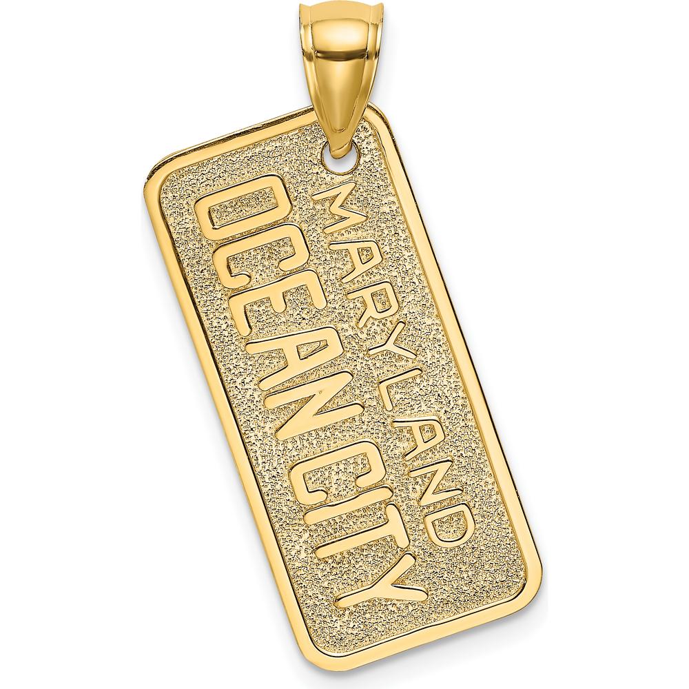 14K Yellow Gold Maryland Ocean City License Plate Charm - Textured Finish by Oro Pregiato