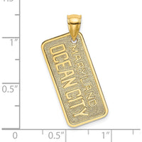 14K Yellow Gold Maryland Ocean City License Plate Charm - Textured Finish by Oro Pregiato