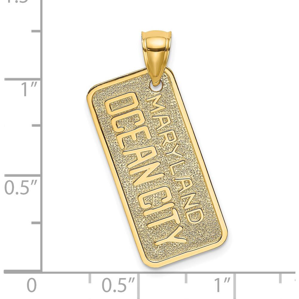 14K Yellow Gold Maryland Ocean City License Plate Charm - Textured Finish by Oro Pregiato