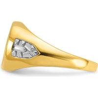 14K Yellow Gold Masonic Band with Lab Created Sapphire Cushion Cut - 12x10mm by IBGoodman