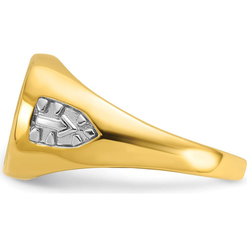 14K Yellow Gold Masonic Band with Lab Created Sapphire Cushion Cut - 12x10mm by IBGoodman