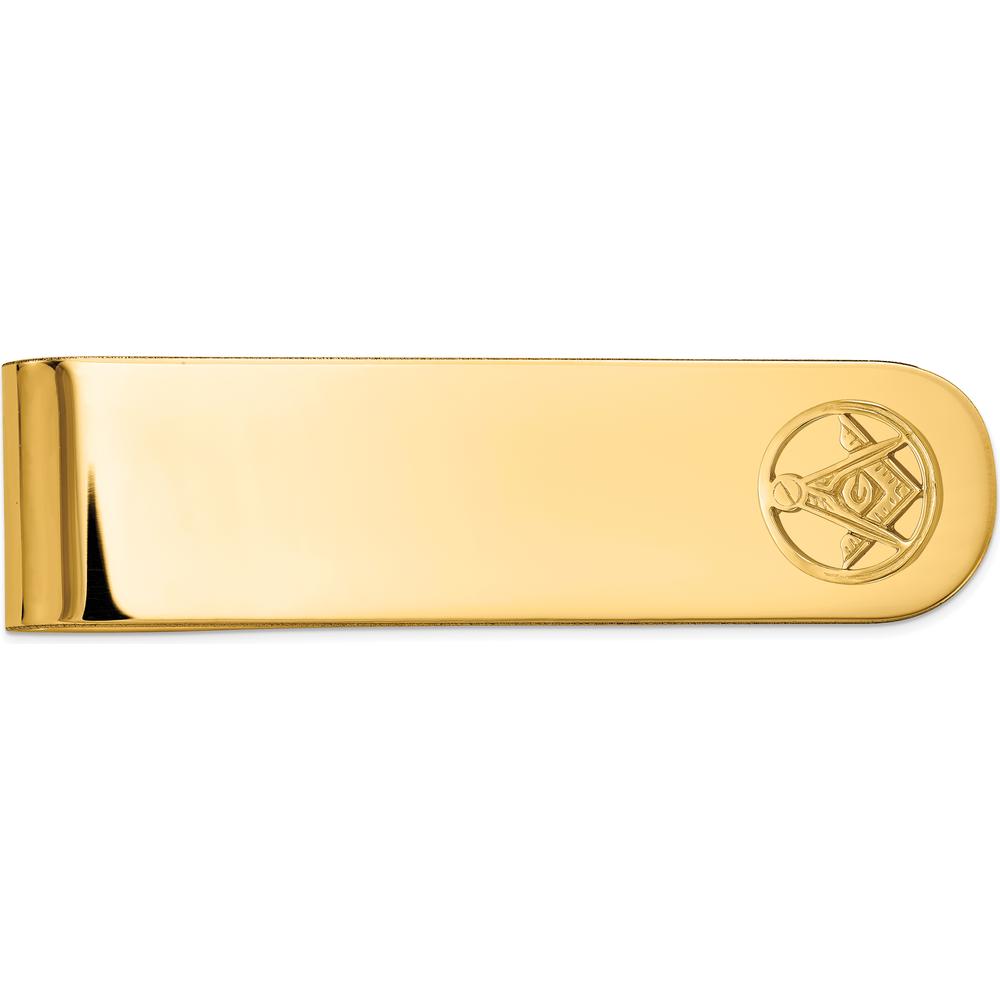 14K Yellow Gold Masonic Circle Beaded Small Money Clip by IBGoodman
