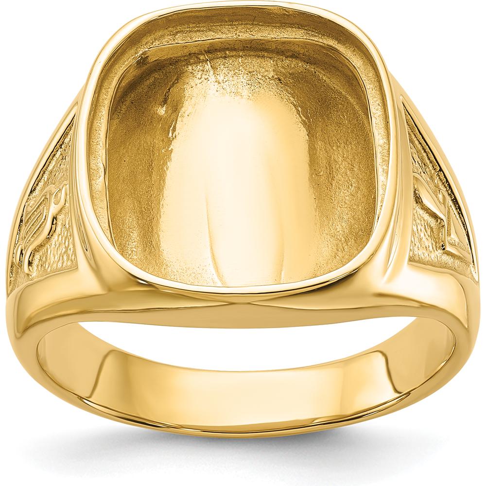 14K Yellow Gold Masonic Ring Mounting - 16.65mm Top Length by IBGoodman