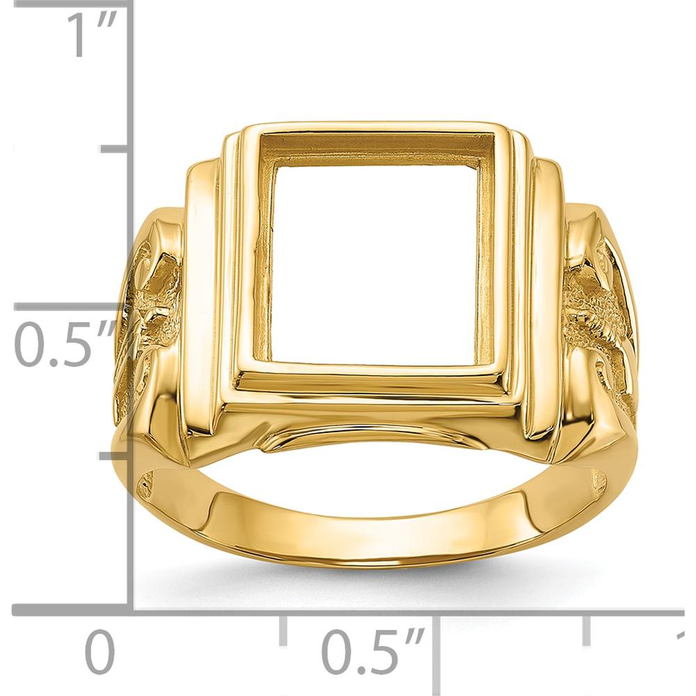 14K Yellow Gold Masonic Ring Mounting for Rectangular Stone - 12x10mm Setting by IBGoodman