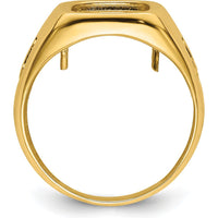 14K Yellow Gold Masonic Ring Mounting with Textured Band - Customizable for Irregular Stones by IBGoodman