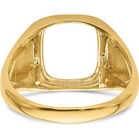 14K Yellow Gold Masonic Ring Mounting with Textured Band - Customizable for Irregular Stones by IBGoodman