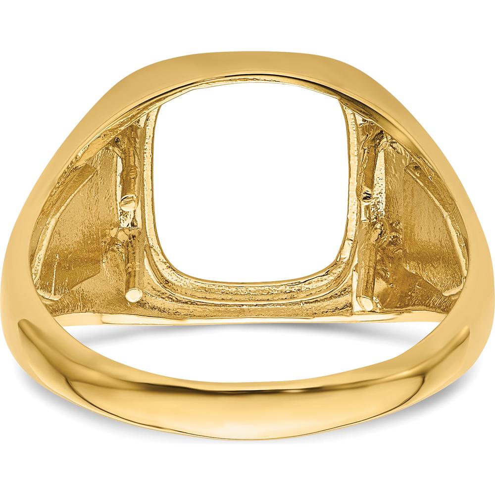 14K Yellow Gold Masonic Ring Mounting with Textured Band - Customizable for Irregular Stones by IBGoodman