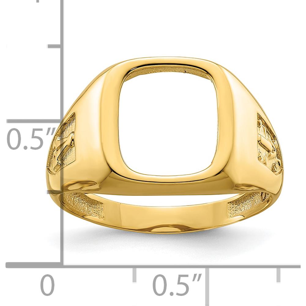 14K Yellow Gold Masonic Ring Mounting with Textured Band - Customizable for Irregular Stones by IBGoodman
