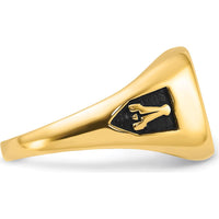 14K Yellow Gold Masonic Ring Mounting with Textured Band - Customizable for Irregular Stones by IBGoodman