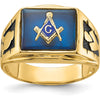14K Yellow Gold Masonic Ring Mounting with Textured Band for Custom Stone by IBGoodman