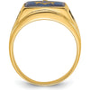 14K Yellow Gold Masonic Ring Mounting with Textured Band for Custom Stone by IBGoodman