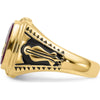 14K Yellow Gold Masonic Ring with Black Enamel and Lab Created Ruby - 12x10mm Cushion Cut by IBGoodman