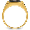 14K Yellow Gold Masonic Ring with Cushion-Cut Black Onyx and Enamel Detailing by IBGoodman