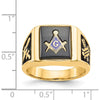 14K Yellow Gold Masonic Ring with Cushion-Cut Black Onyx and Enamel Detailing by IBGoodman