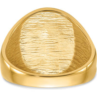 14K Yellow Gold Masonic Ring with Polished Grooved Band and Black Enamel Detailing by IBGoodman