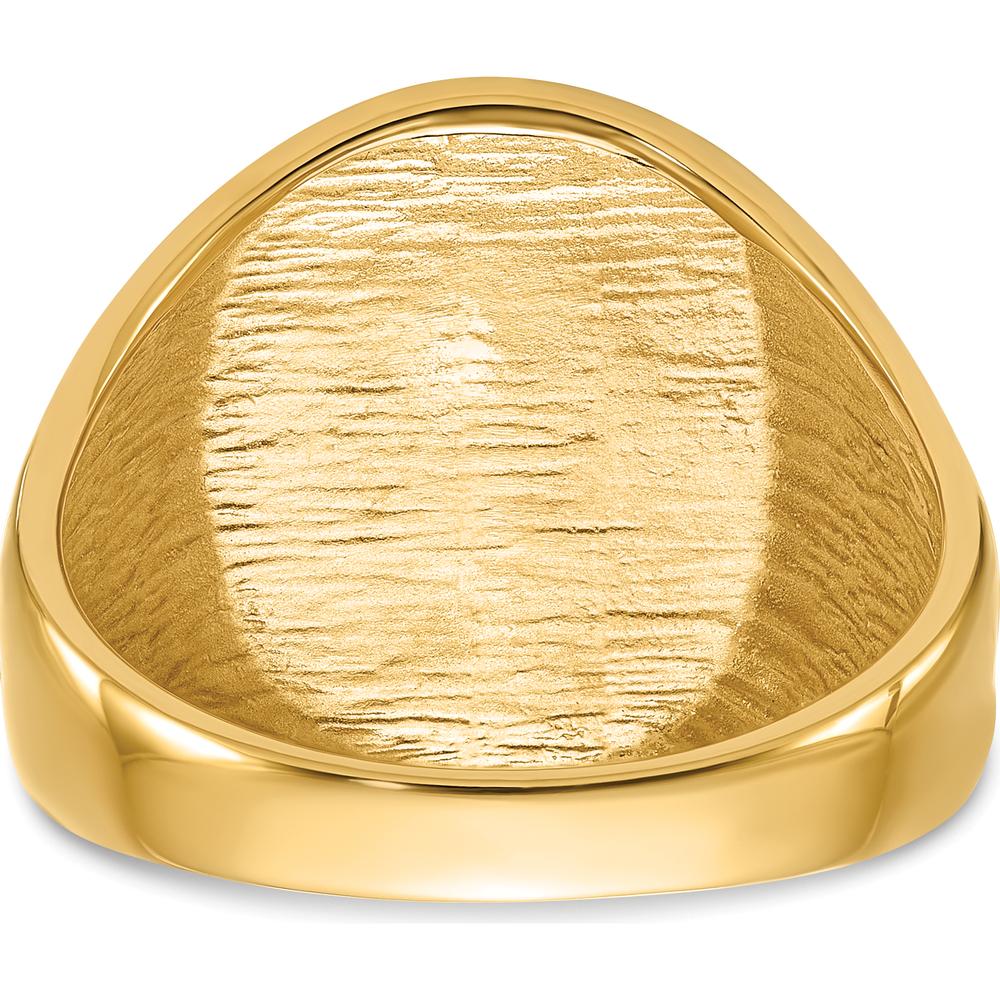 14K Yellow Gold Masonic Ring with Polished Grooved Band and Black Enamel Detailing by IBGoodman