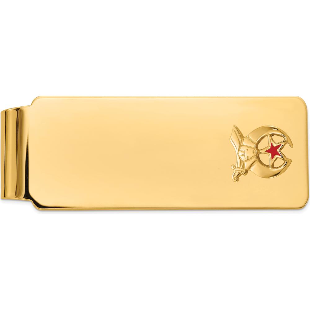 14K Yellow Gold Masonic Shriner Medium Money Clip with Red Enamel Star by IBGoodman