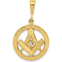 14K Yellow Gold Masonic Symbol Pendant with Textured Finish by IBGoodman
