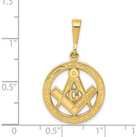 14K Yellow Gold Masonic Symbol Pendant with Textured Finish by IBGoodman