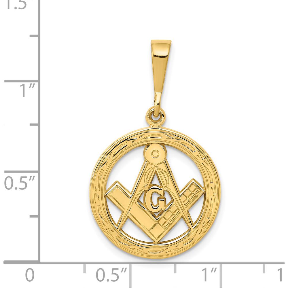 14K Yellow Gold Masonic Symbol Pendant with Textured Finish by IBGoodman