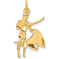 14K Yellow Gold Matador Charm - Polished Finish 30mm