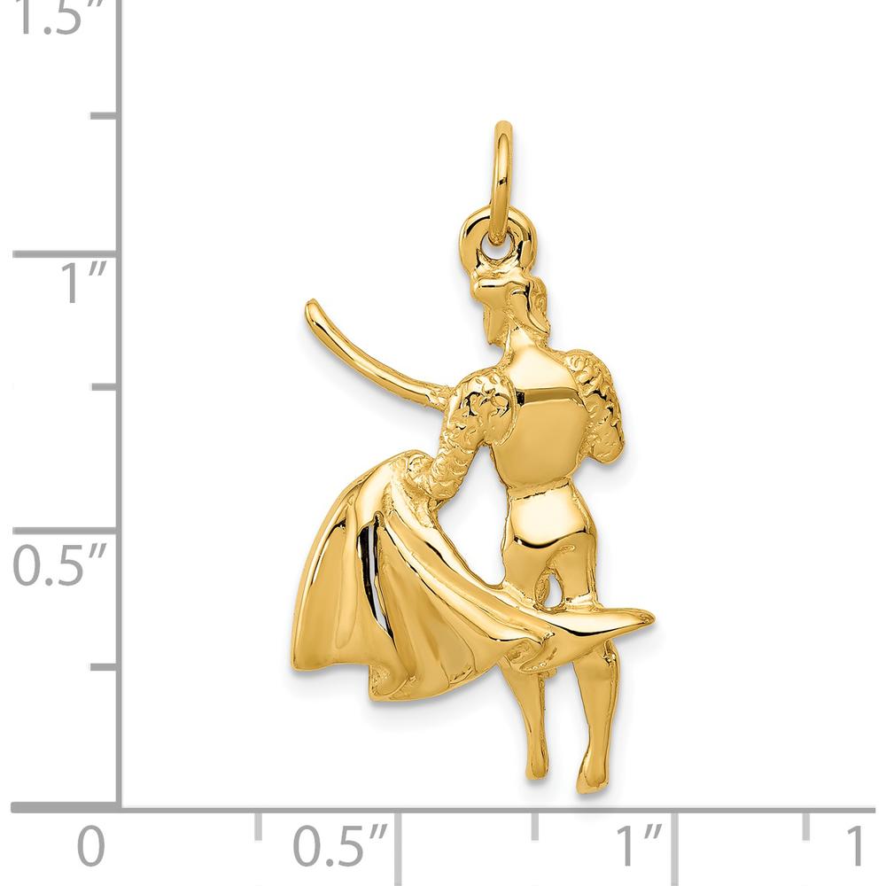 14K Yellow Gold Matador Charm - Polished Finish 30mm