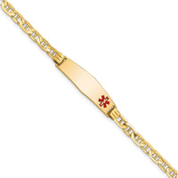 14K Yellow Gold Medical Alert Bracelet with Enamel Anchor Link - 8" Length by Oro Pregiato