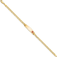 14K Yellow Gold Medical Alert Bracelet with Enamel Anchor Link - 8" Length by Oro Pregiato
