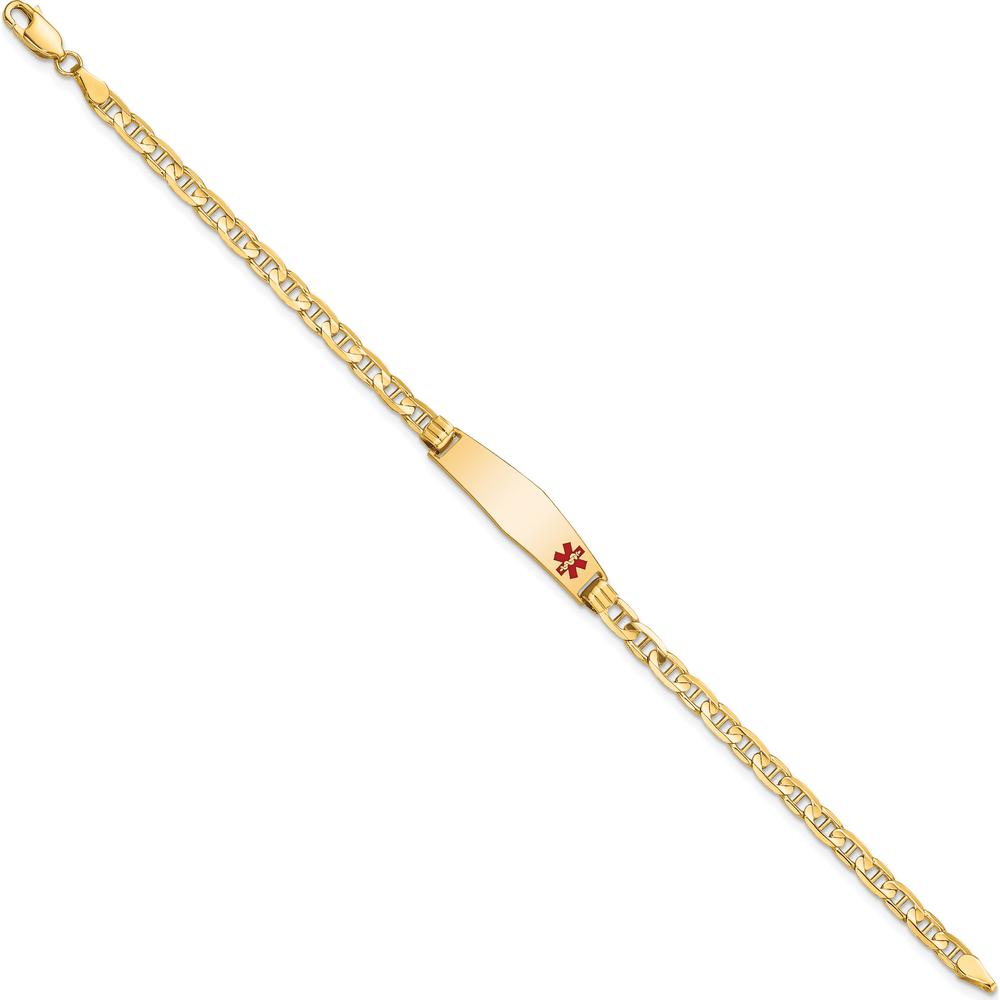 14K Yellow Gold Medical Alert Bracelet with Enamel Anchor Link - 8" Length by Oro Pregiato