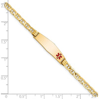 14K Yellow Gold Medical Alert Bracelet with Enamel Anchor Link - 8" Length by Oro Pregiato