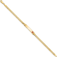14K Yellow Gold Medical Alert Bracelet with Off-Center Red Enamel Symbol - 7" Curb Link Design by Oro Pregiato