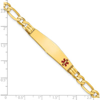 14K Yellow Gold Medical Alert Bracelet with Red Enamel - 7" Length by Oro Pregiato