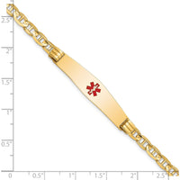14K Yellow Gold Medical Alert Bracelet with Red Enamel Anchor - 8" Length by Oro Pregiato