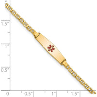 14K Yellow Gold Medical Alert Bracelet with Red Enamel Anchor Design - 7" Length by Oro Pregiato