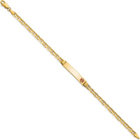 14K Yellow Gold Medical Alert Bracelet with Red Enamel Anchor Link - 7-inch by Oro Pregiato