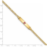 14K Yellow Gold Medical Alert Bracelet with Red Enamel Anchor Link - 7" Length by Oro Pregiato