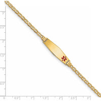 14K Yellow Gold Medical Alert Bracelet with Red Enamel Anchor Link - 7" Length by Oro Pregiato