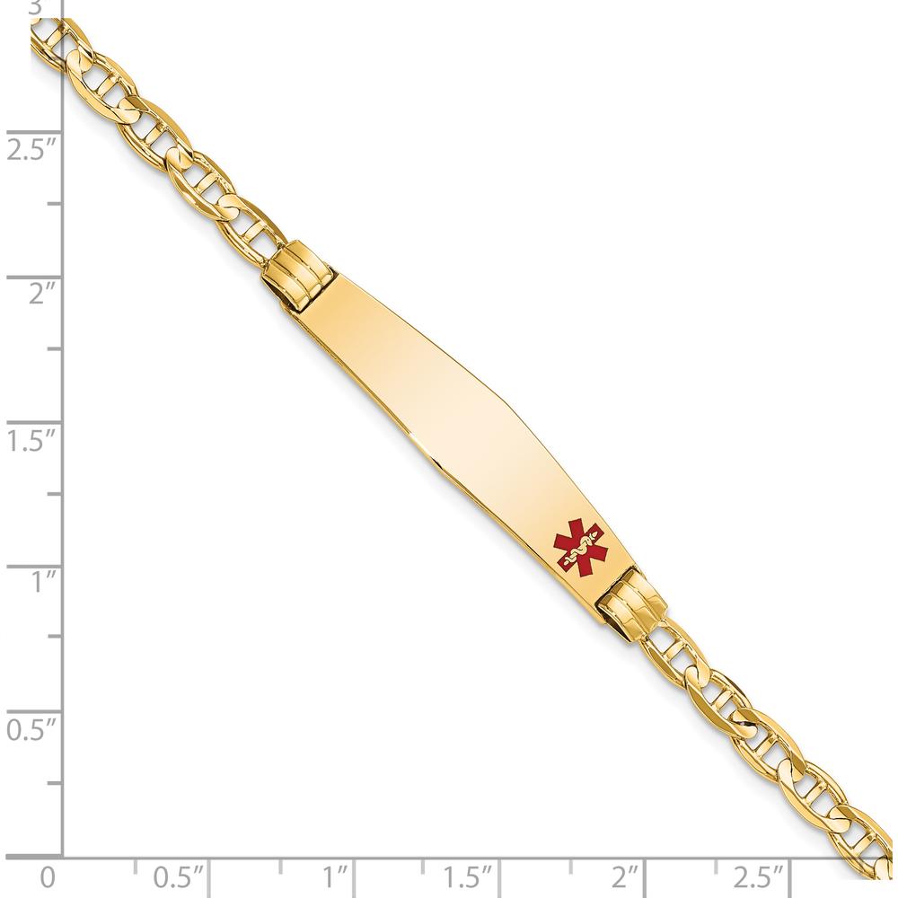 14K Yellow Gold Medical Alert Bracelet with Red Enamel Anchor Link - 8" Length by Oro Pregiato