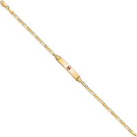 14K Yellow Gold Medical Alert Bracelet with Red Enamel and Figaro Link Chain - 8" Length by Oro Pregiato
