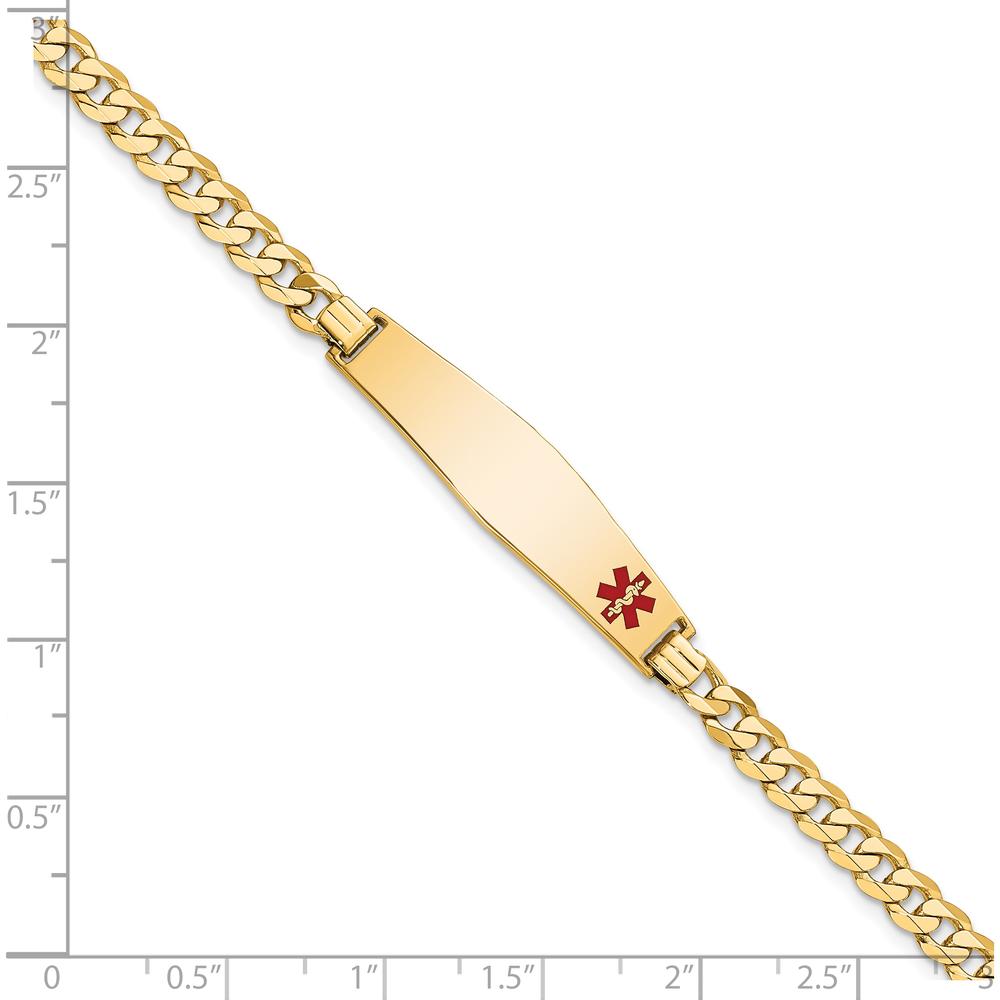 14K Yellow Gold Medical Alert Bracelet with Red Enamel Charm - 7" Length by Oro Pregiato
