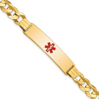 14K Yellow Gold Medical Alert Bracelet with Red Enamel Curb Link - 8" Length by Oro Pregiato