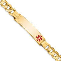 14K Yellow Gold Medical Alert Bracelet with Red Enamel Curb Link - 8" Length by Oro Pregiato