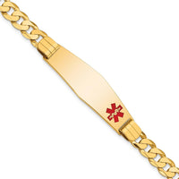 14K Yellow Gold Medical Alert Bracelet with Red Enamel Curb Link Design - 8" by Oro Pregiato