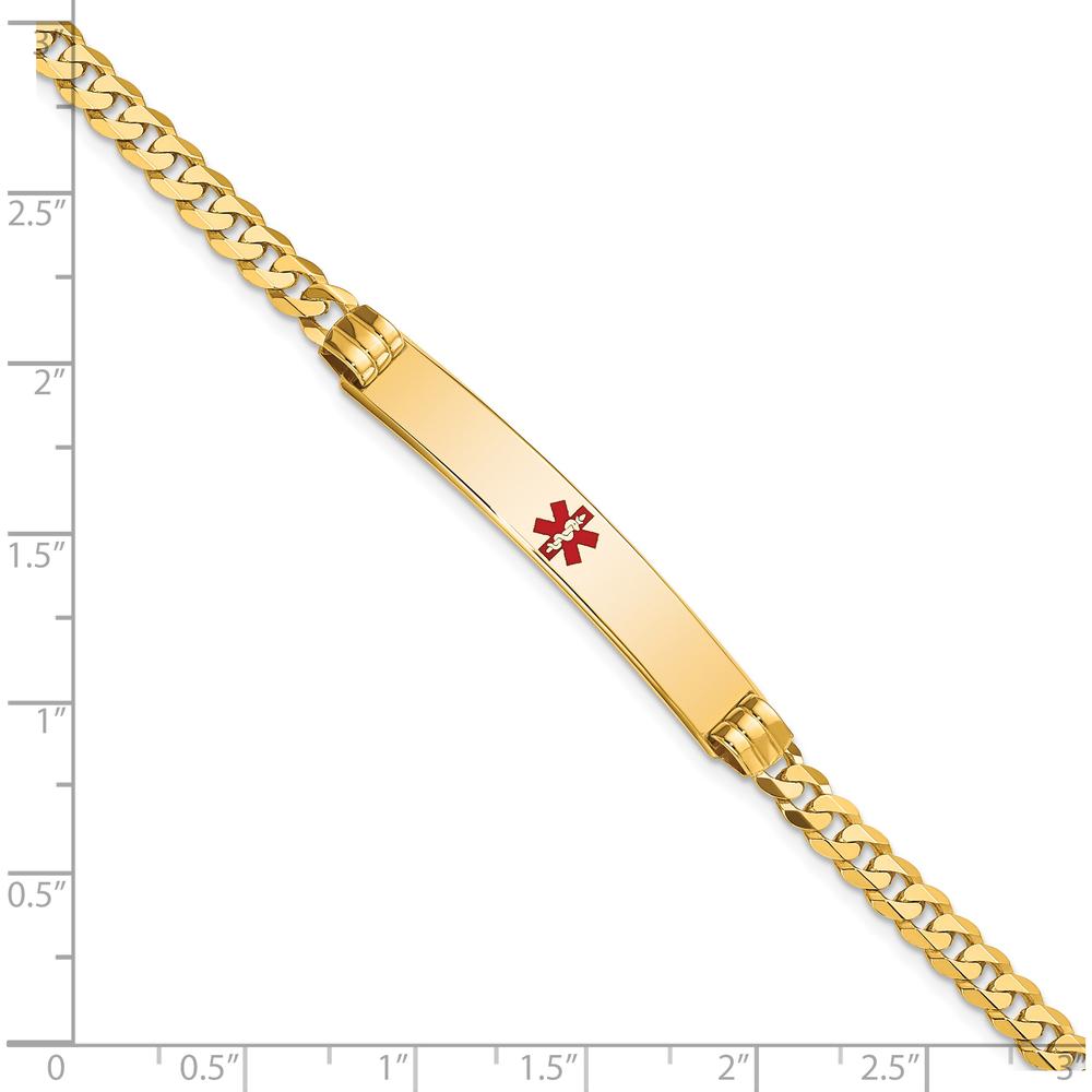 14K Yellow Gold Medical Alert Bracelet with Red Enamel Medical Symbol - 8" Length by Oro Pregiato